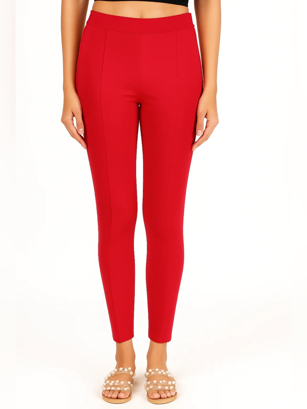 Lovers & Friends Front Seam Slim Crop Pants in Red